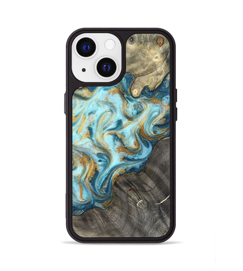 iPhone 13 Wood Phone Case - Fate (Teal & Gold, 825184)