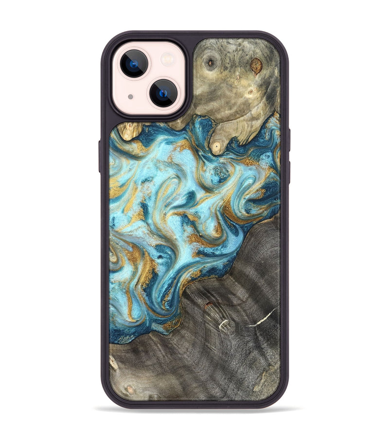 iPhone 14 Plus Wood Phone Case - Fate (Teal & Gold, 825184)