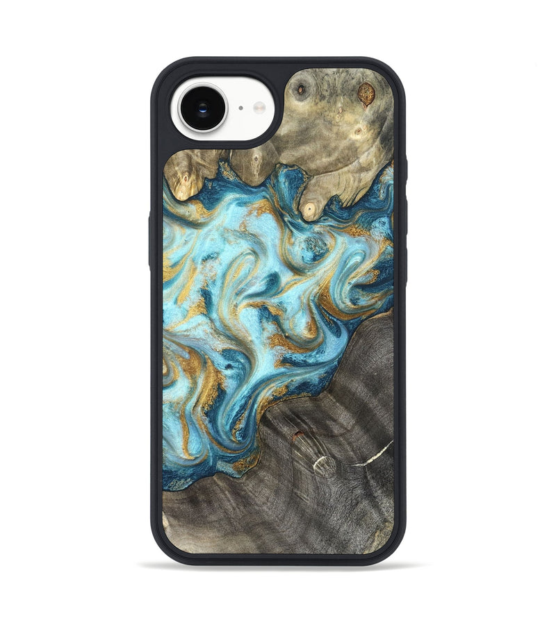 iPhone 16e Wood Phone Case - Fate (Teal & Gold, 825184)