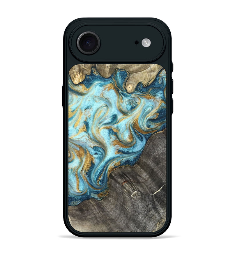 iPhone 17 Air Wood Phone Case - Fate (Teal & Gold, 825184)