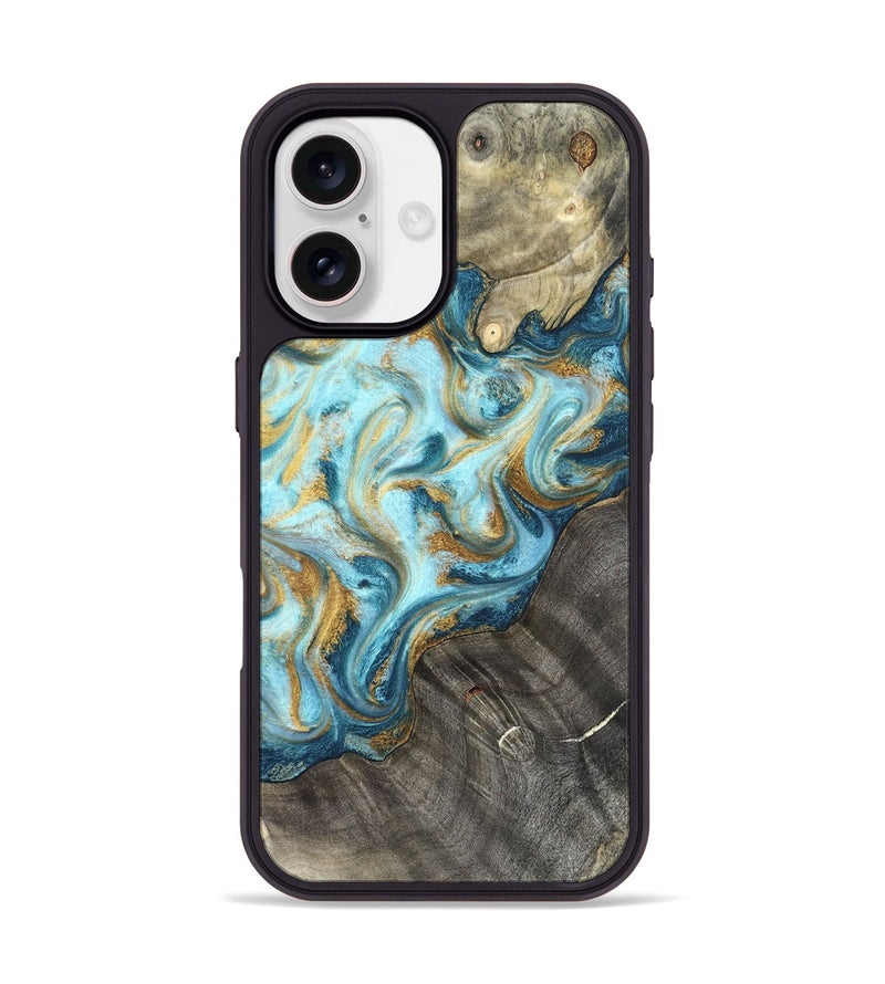 iPhone 17 Wood Phone Case - Fate (Teal & Gold, 825184)