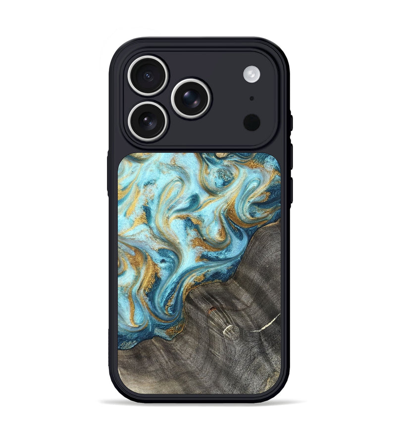 iPhone 17 Pro Wood Phone Case - Fate (Teal & Gold, 825184)
