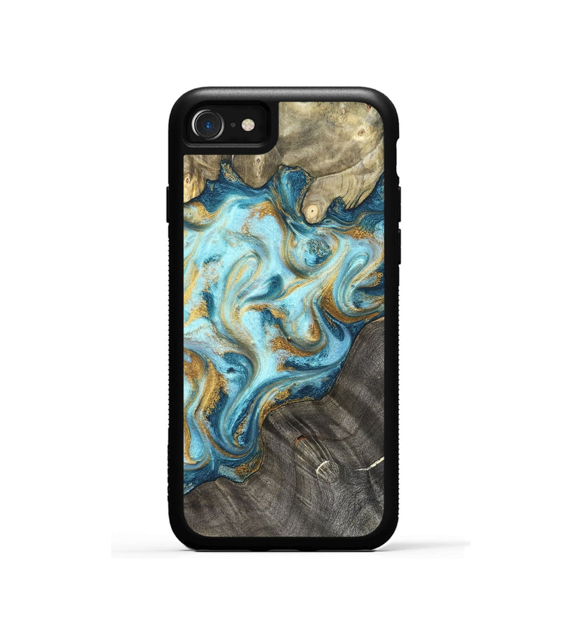 iPhone SE Wood Phone Case - Fate (Teal & Gold, 825184)