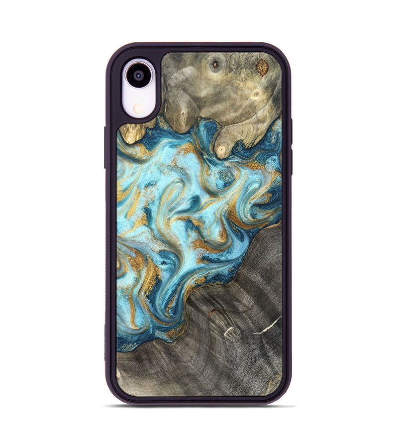iPhone Xr Wood Phone Case - Fate (Teal & Gold, 825184)