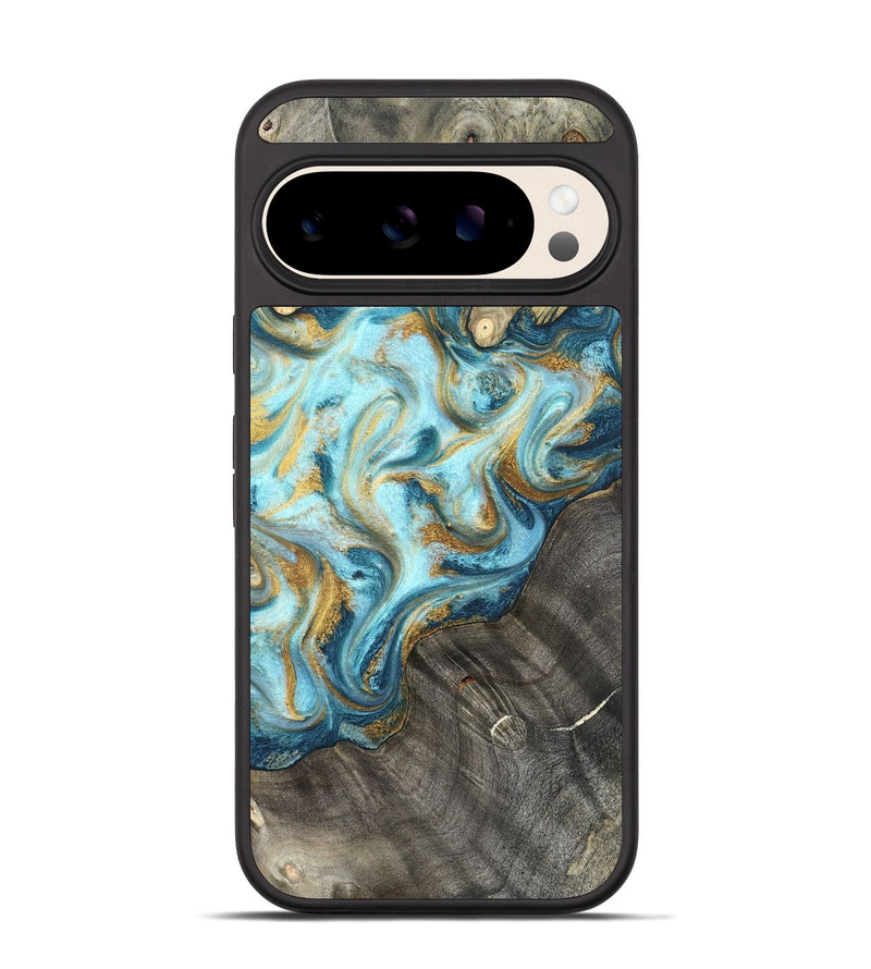 Pixel 10 Wood Phone Case - Fate (Teal & Gold, 825184)