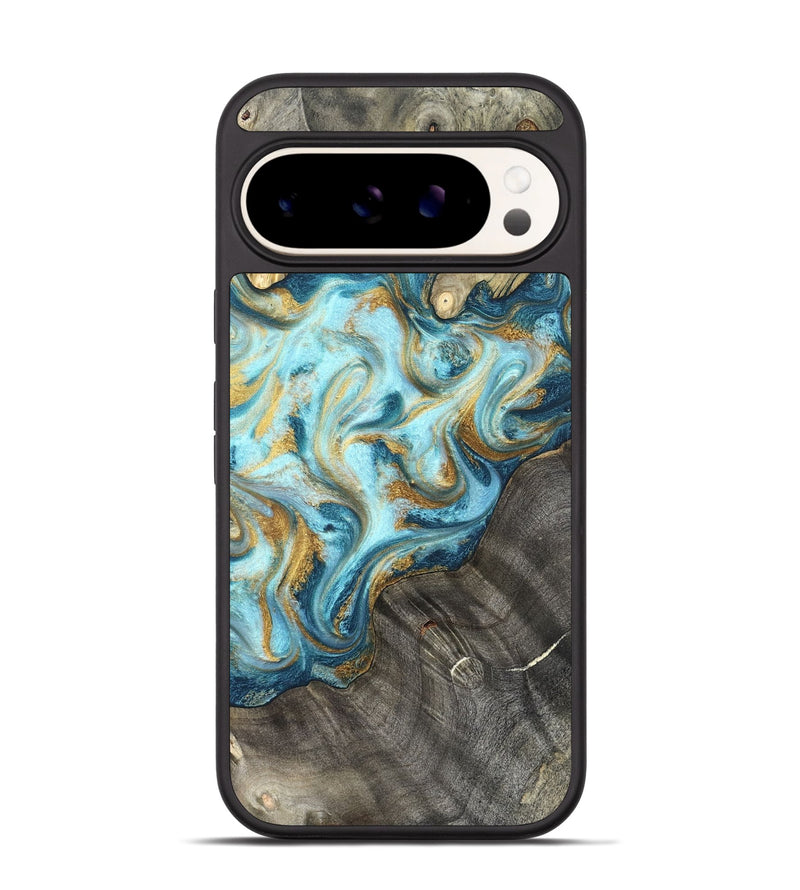 Pixel 9 Wood Phone Case - Fate (Teal & Gold, 825184)