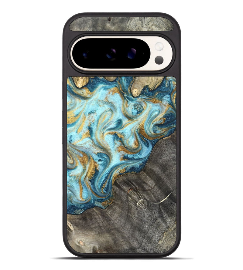 Pixel 9 Pro XL Wood Phone Case - Fate (Teal & Gold, 825184)