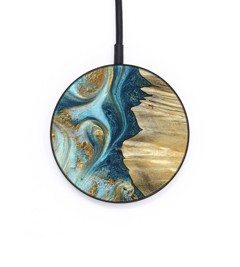 Circle Wood Wireless Charger - Emilio (Teal & Gold, 825185)