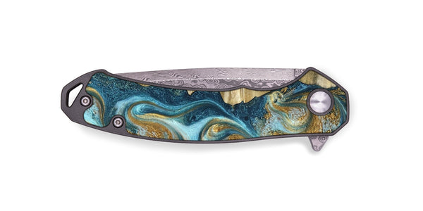 EDC Wood Pocket Knife - Emilio (Teal & Gold, 825185)