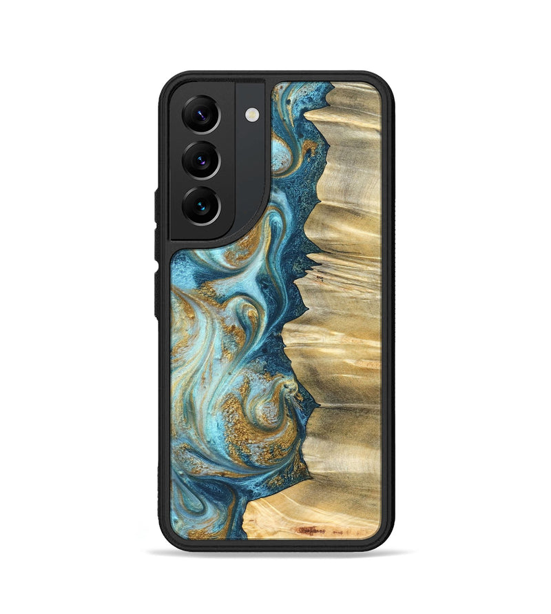 Galaxy S22 Wood Phone Case - Emilio (Teal & Gold, 825185)