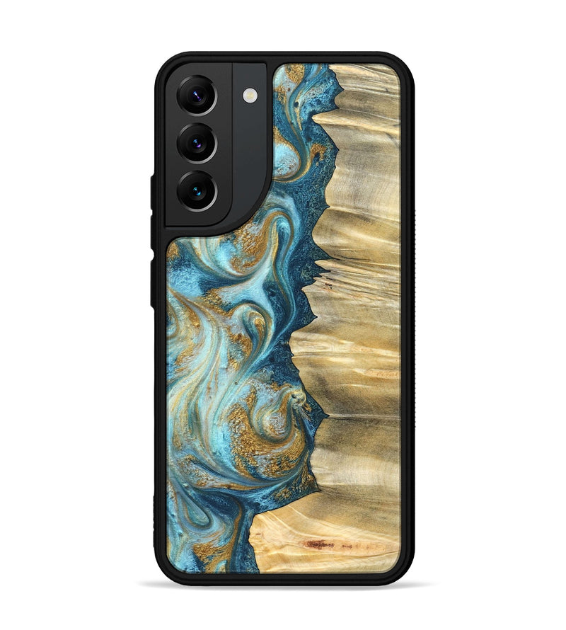 Galaxy S22 Plus Wood Phone Case - Emilio (Teal & Gold, 825185)