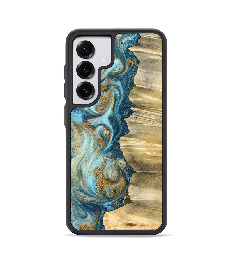 Galaxy S25 Wood Phone Case - Emilio (Teal & Gold, 825185)