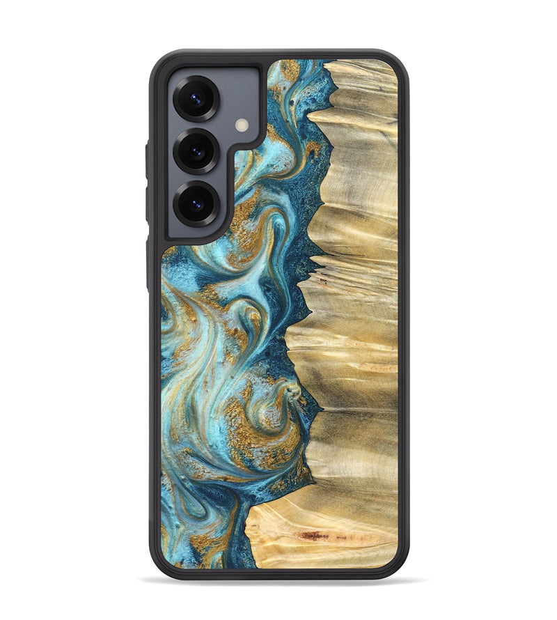 Galaxy S25 Plus Wood Phone Case - Emilio (Teal & Gold, 825185)