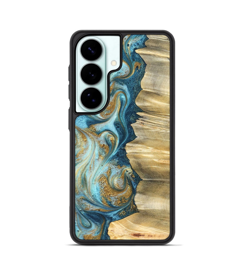 Galaxy S26 Wood Phone Case - Emilio (Teal & Gold, 825185)