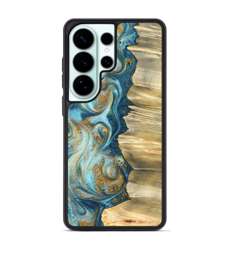 Galaxy S26 Ultra Wood Phone Case - Emilio (Teal & Gold, 825185)