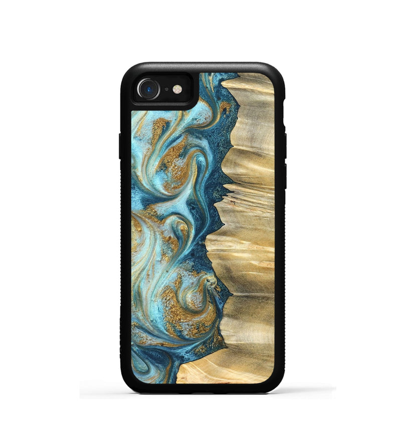 iPhone SE Wood Phone Case - Emilio (Teal & Gold, 825185)