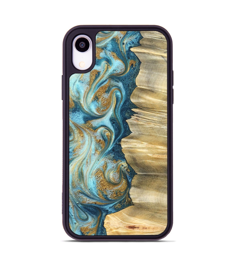 iPhone Xr Wood Phone Case - Emilio (Teal & Gold, 825185)
