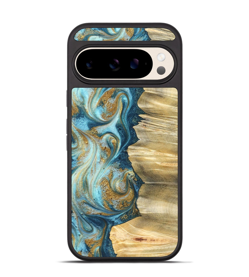 Pixel 10 Wood Phone Case - Emilio (Teal & Gold, 825185)