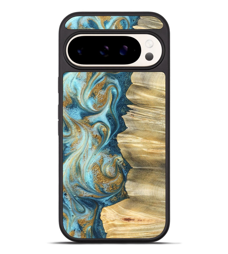 Pixel 9 Pro XL Wood Phone Case - Emilio (Teal & Gold, 825185)