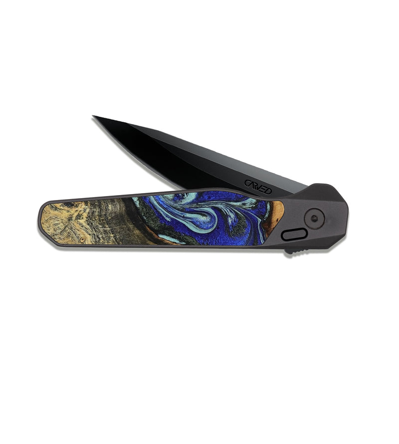 EDC Dark Slate Wood Pocket Knife - Britany (Blue, 825187)