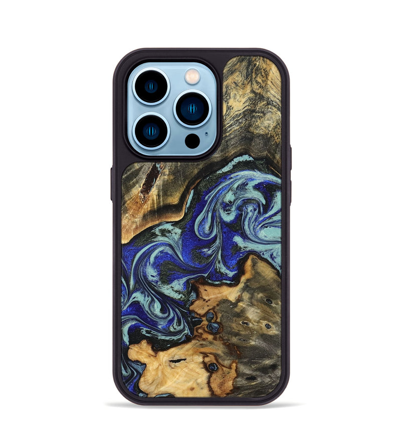 iPhone 14 Pro Wood Phone Case - Britany (Blue, 825187)