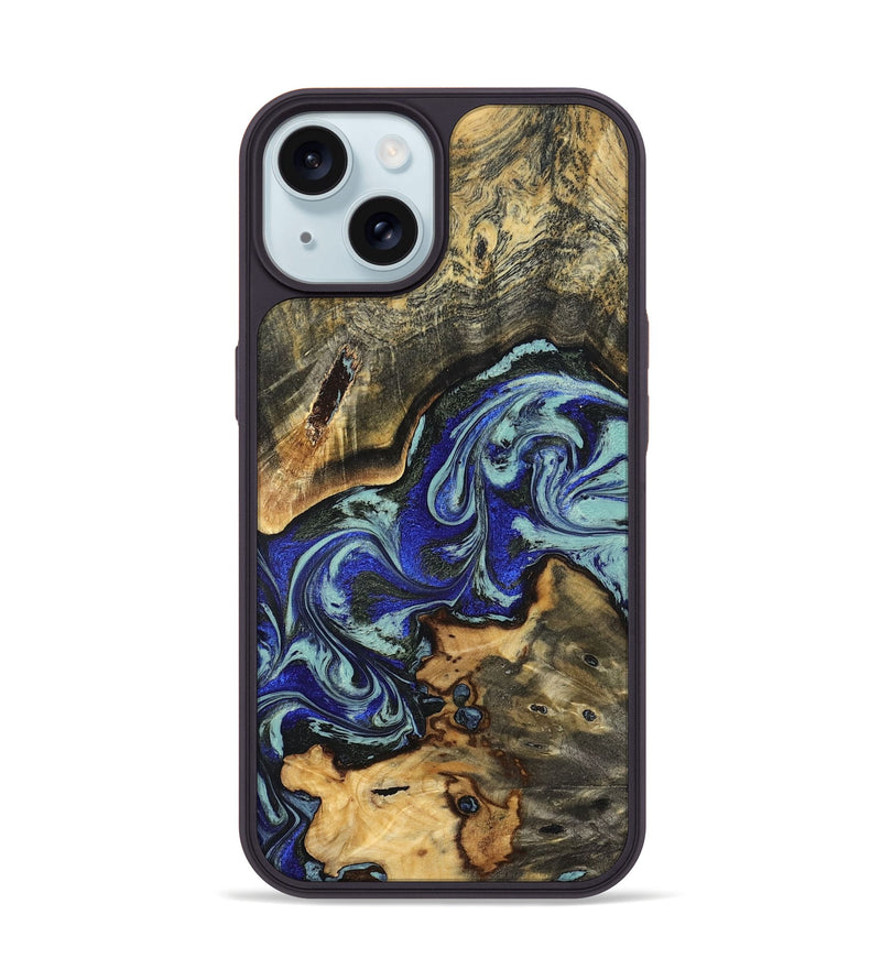 iPhone 15 Wood Phone Case - Britany (Blue, 825187)