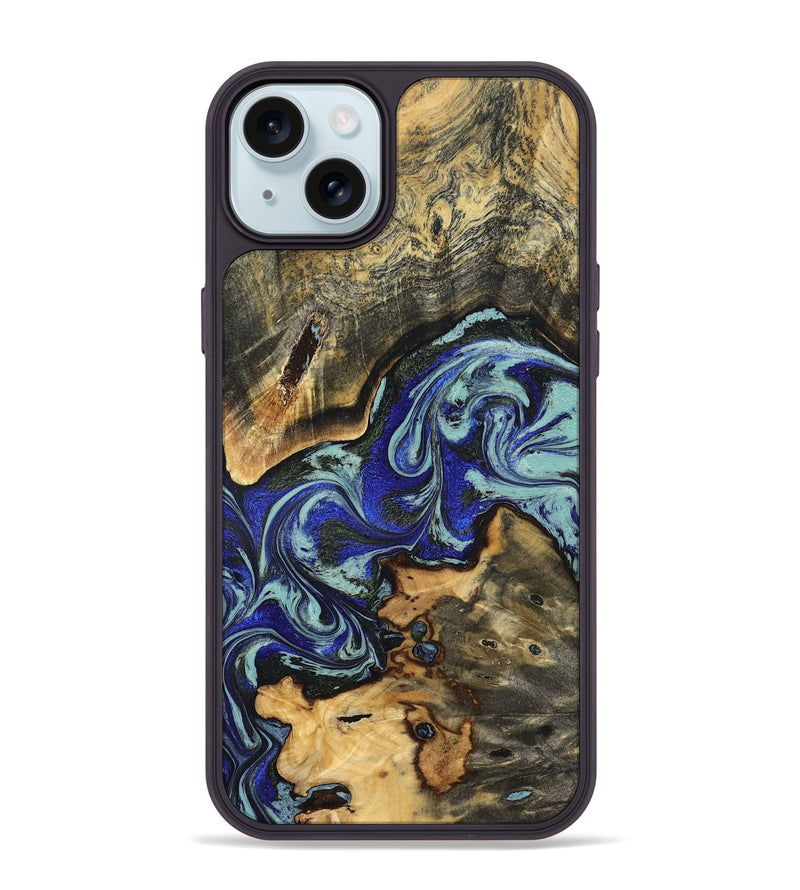 iPhone 15 Plus Wood Phone Case - Britany (Blue, 825187)