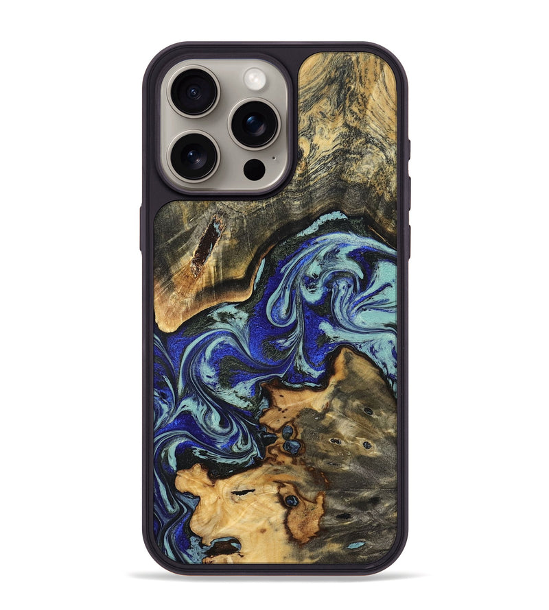 iPhone 15 Pro Max Wood Phone Case - Britany (Blue, 825187)