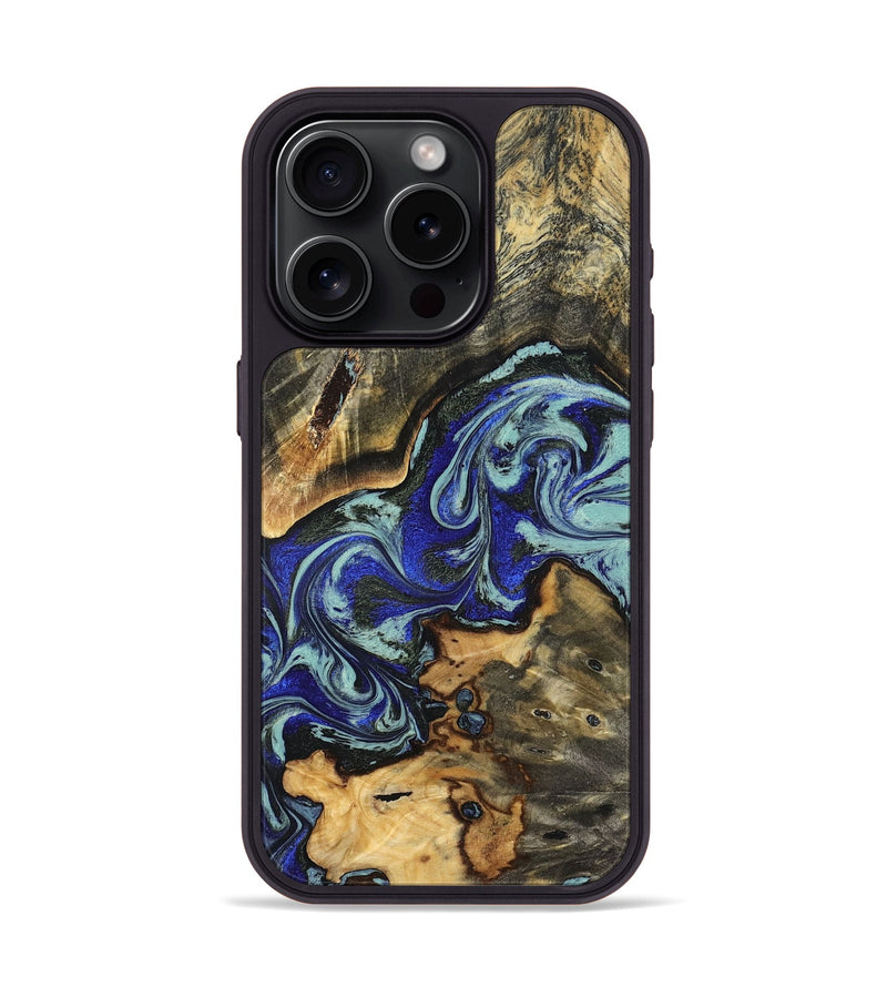iPhone 15 Pro Wood Phone Case - Britany (Blue, 825187)