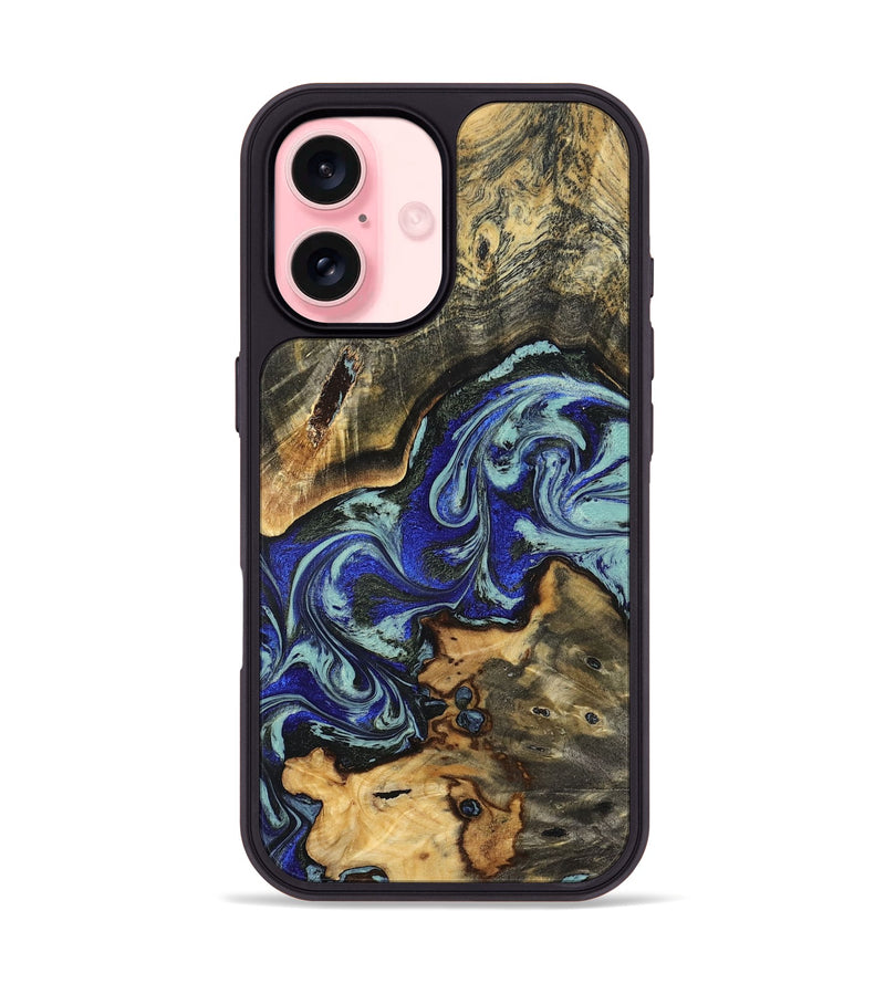 iPhone 16 Wood Phone Case - Britany (Blue, 825187)