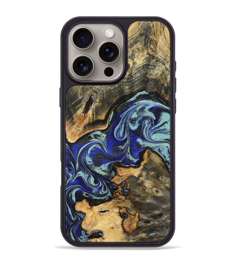 iPhone 16 Pro Max Wood Phone Case - Britany (Blue, 825187)