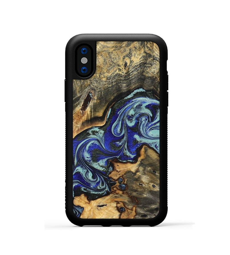 iPhone Xs Wood Phone Case - Britany (Blue, 825187)