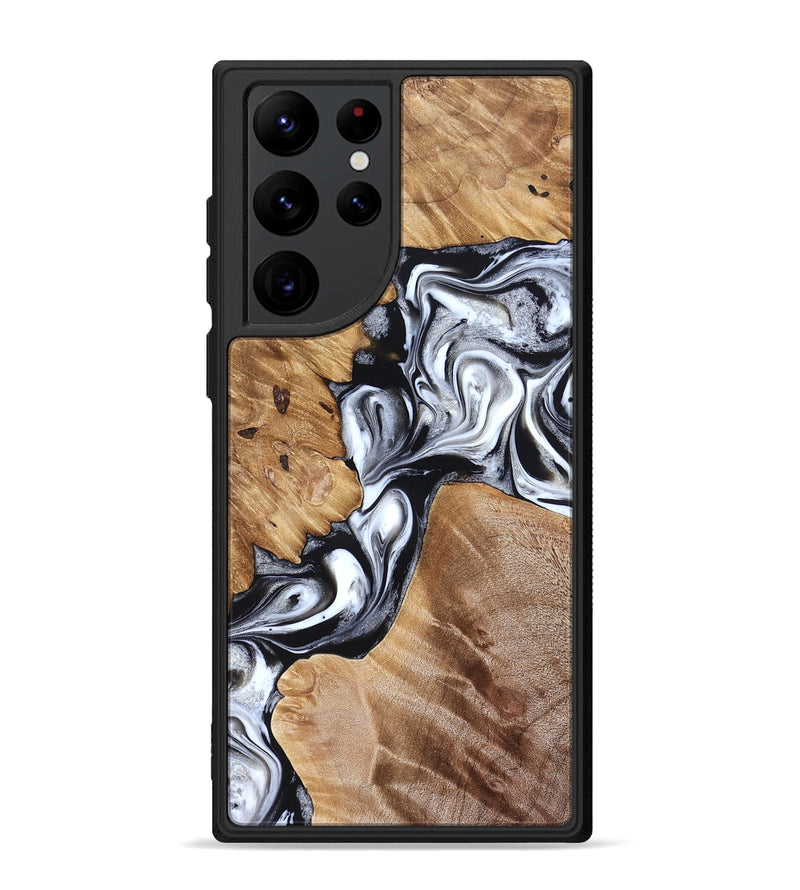 Galaxy S22 Ultra Wood Phone Case - Meagan (Black & White, 825195)