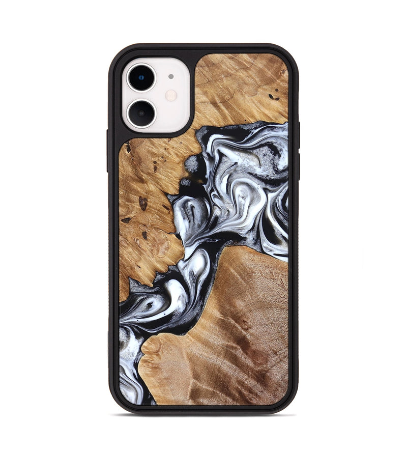 iPhone 11 Wood Phone Case - Meagan (Black & White, 825195)