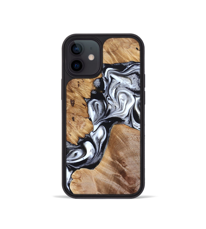 iPhone 12 mini Wood Phone Case - Meagan (Black & White, 825195)