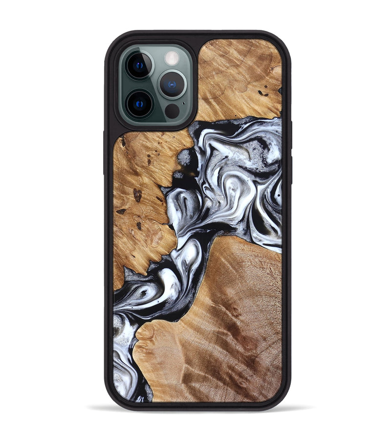 iPhone 12 Pro Max Wood Phone Case - Meagan (Black & White, 825195)