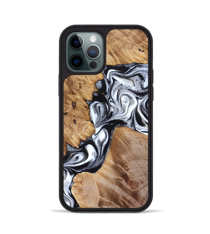 iPhone 12 Pro Wood Phone Case - Meagan (Black & White, 825195)
