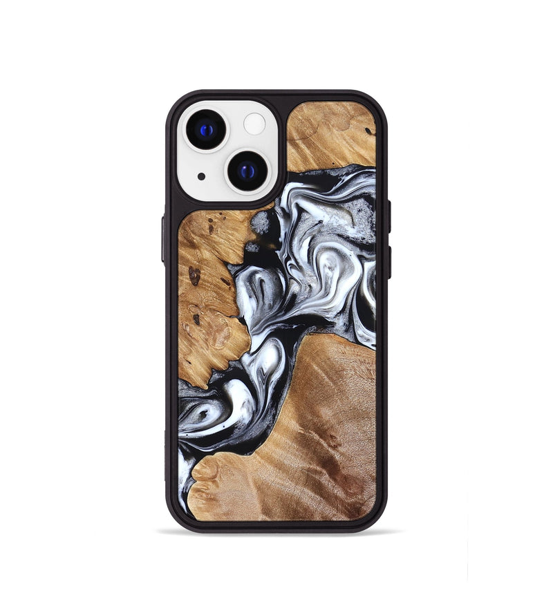 iPhone 13 mini Wood Phone Case - Meagan (Black & White, 825195)
