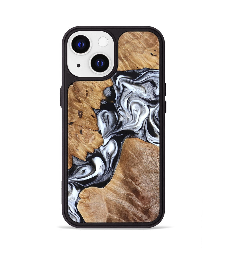 iPhone 13 Wood Phone Case - Meagan (Black & White, 825195)