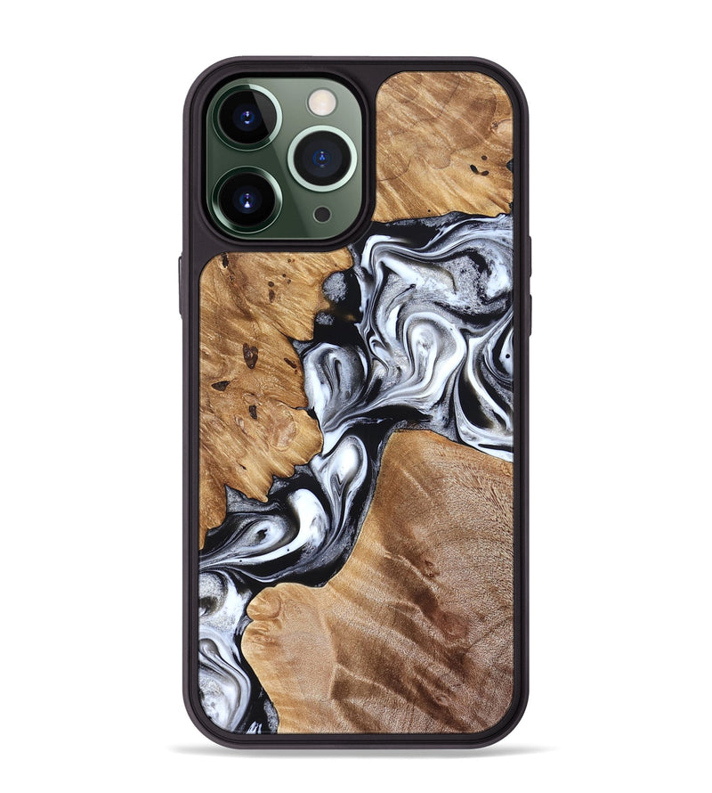 iPhone 13 Pro Max Wood Phone Case - Meagan (Black & White, 825195)