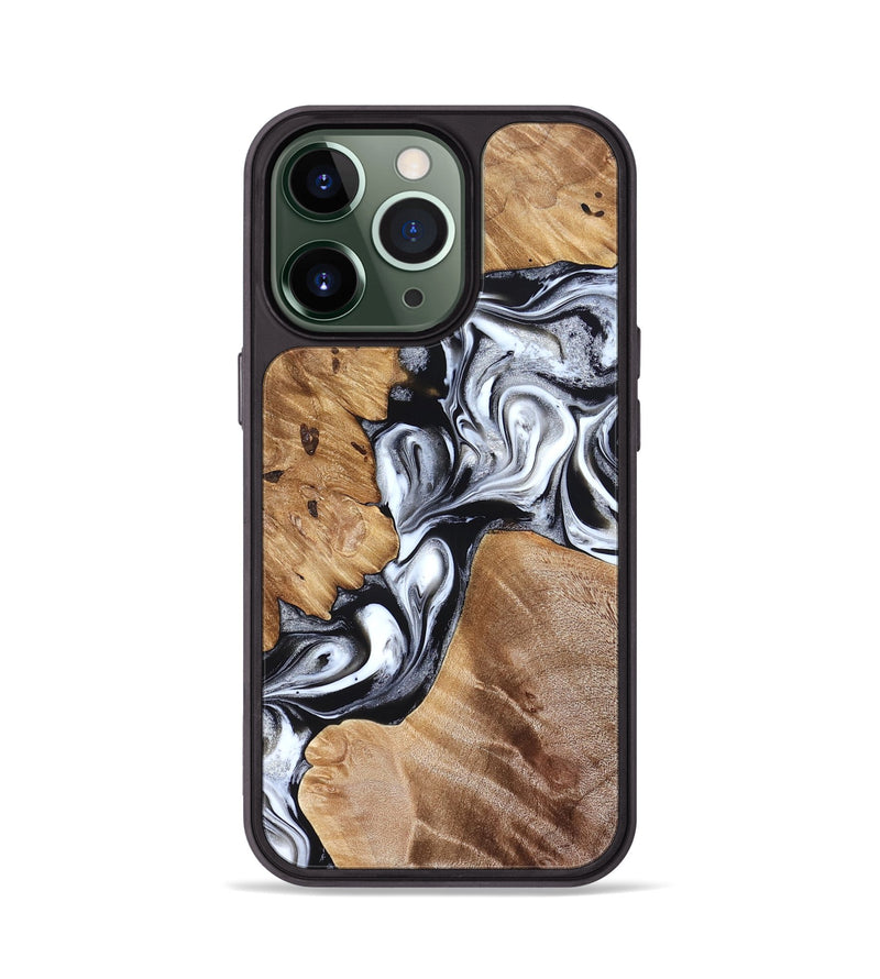 iPhone 13 Pro Wood Phone Case - Meagan (Black & White, 825195)