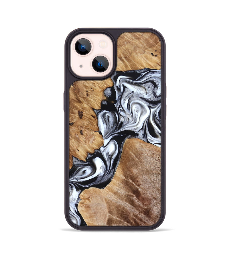 iPhone 14 Wood Phone Case - Meagan (Black & White, 825195)