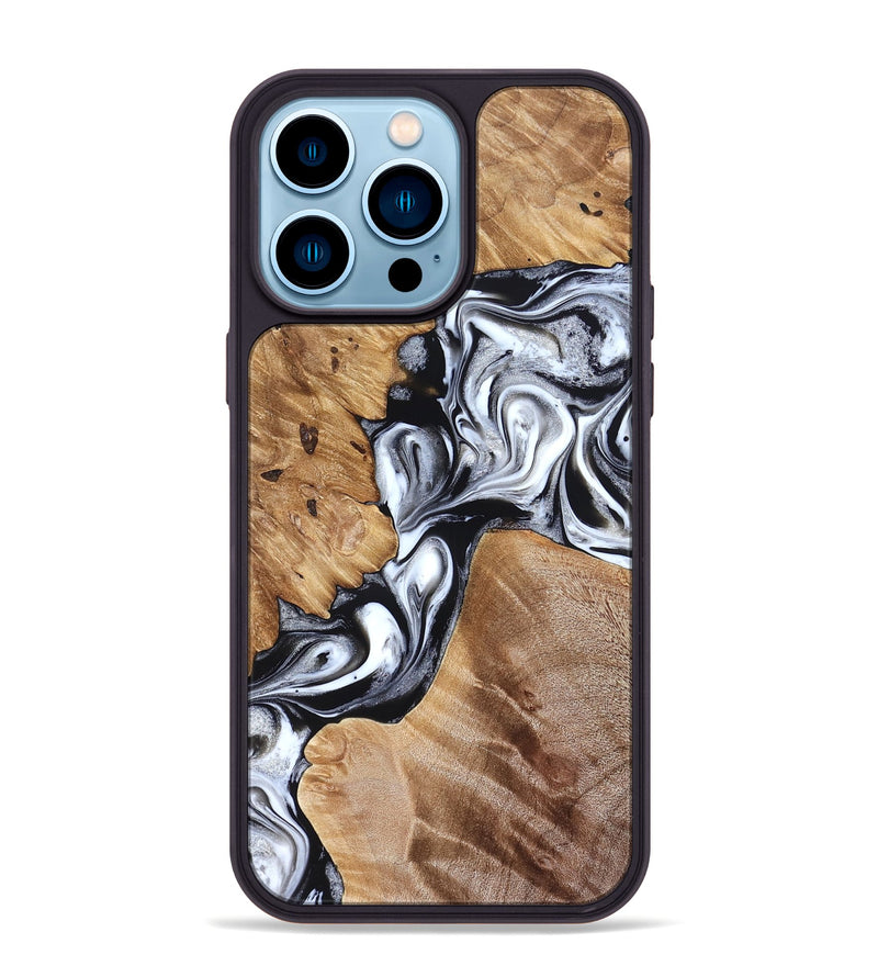 iPhone 14 Pro Max Wood Phone Case - Meagan (Black & White, 825195)
