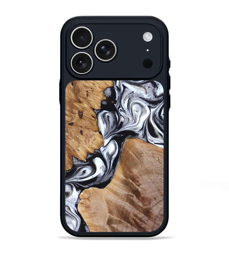 iPhone 17 Pro Max Wood Phone Case - Meagan (Black & White, 825195)