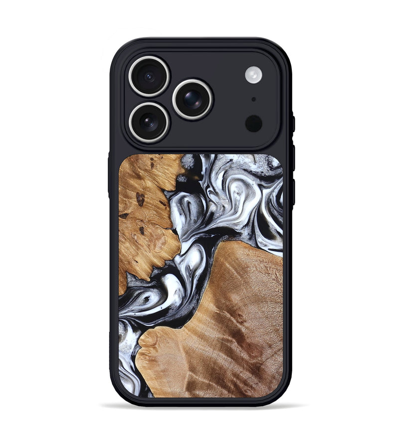 iPhone 17 Pro Wood Phone Case - Meagan (Black & White, 825195)