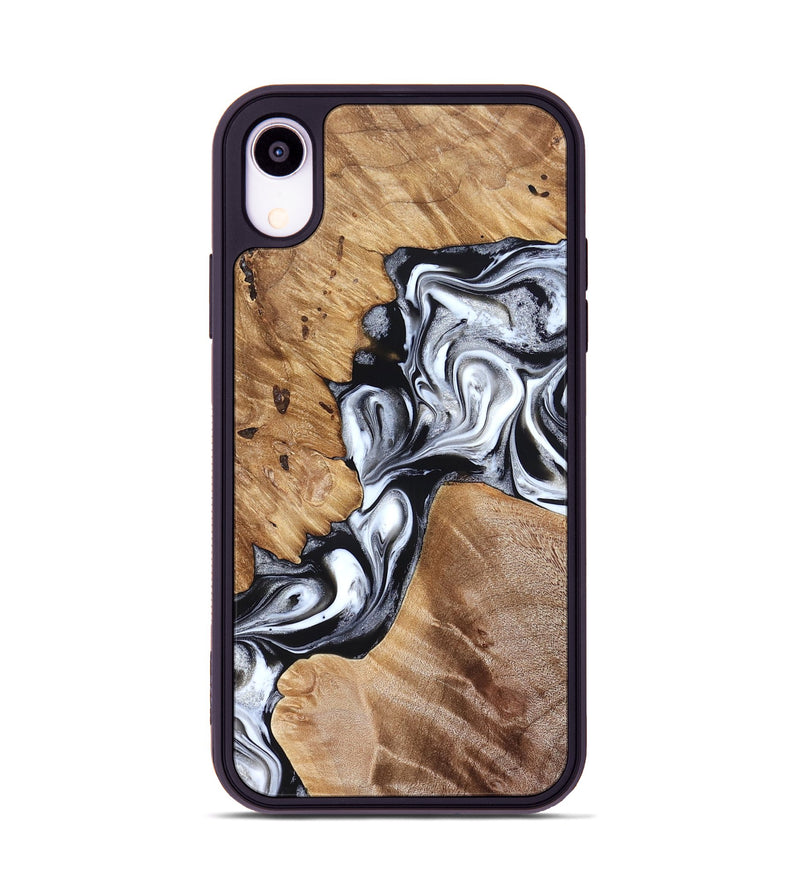 iPhone Xr Wood Phone Case - Meagan (Black & White, 825195)