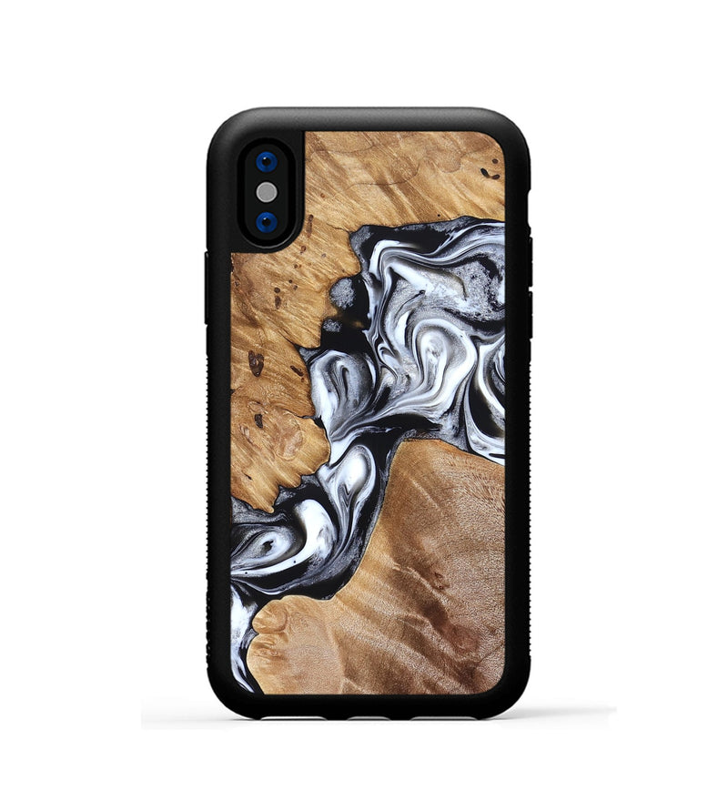 iPhone Xs Wood Phone Case - Meagan (Black & White, 825195)