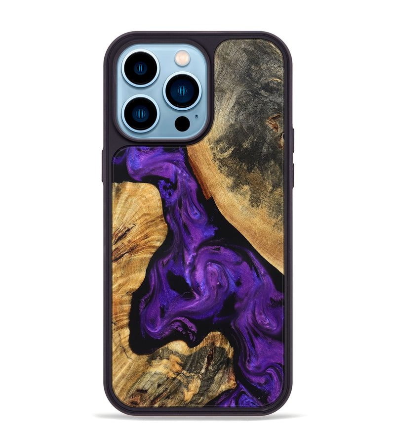 iPhone 14 Pro Max Wood Phone Case - Clover (Purple, 825198)