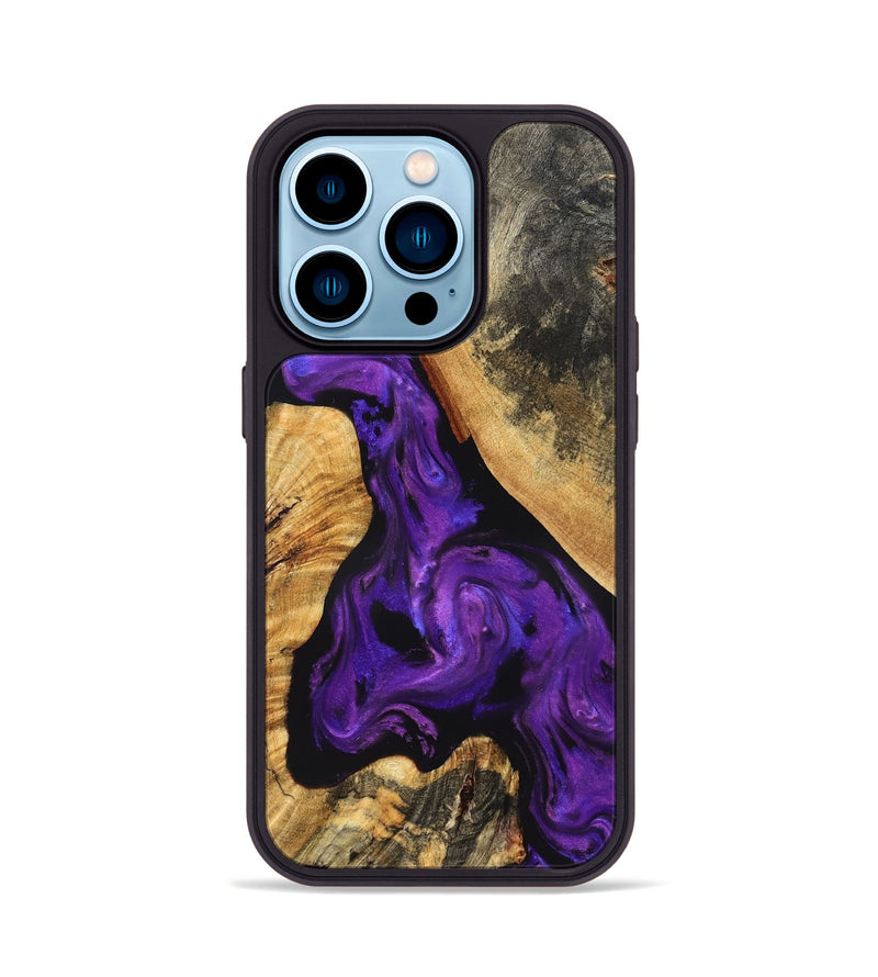 iPhone 14 Pro Wood Phone Case - Clover (Purple, 825198)