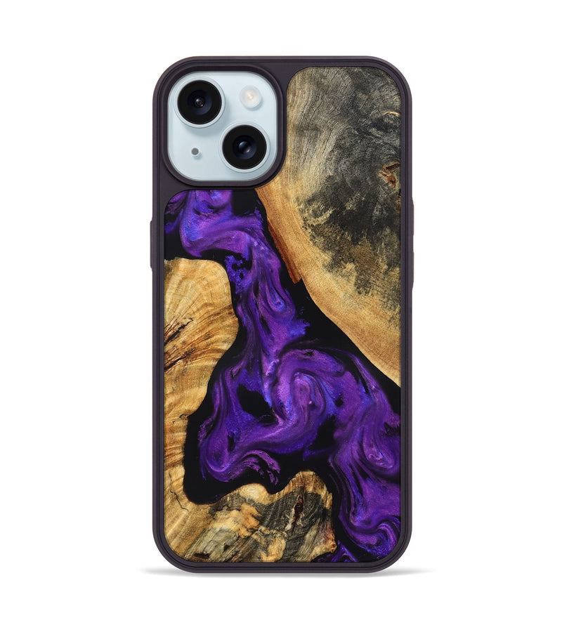 iPhone 15 Wood Phone Case - Clover (Purple, 825198)